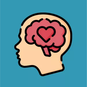 Icon of heart and brain to illustrate mental health and wellbeing