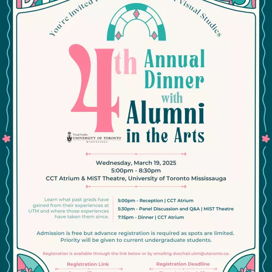 Invite - DVS Fourth Annual Dinner with Alumni in the Arts - March 19, 2025