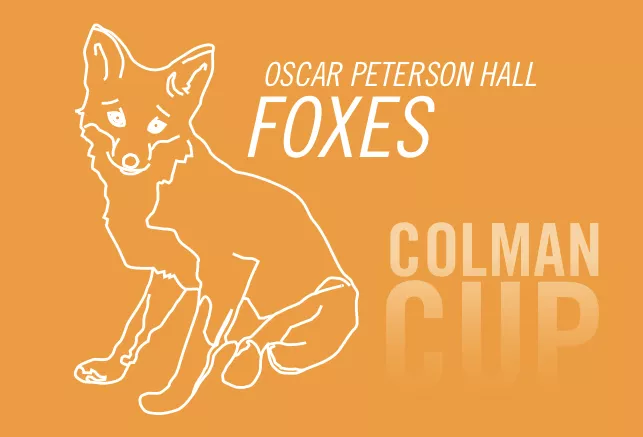 Line drawing of fox with orange background