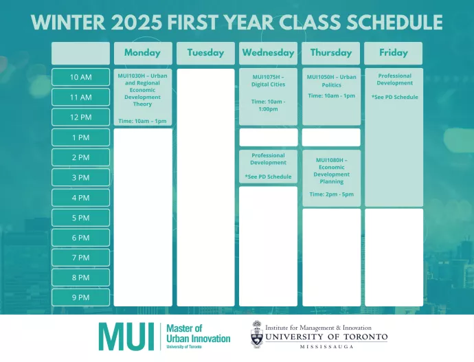 Winter 2025 First Year Schedule