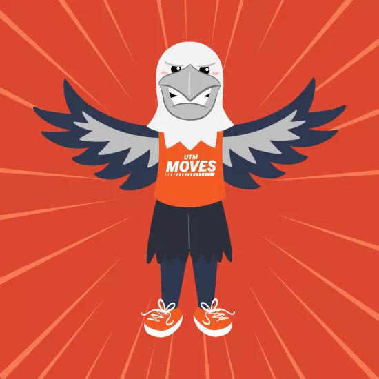 Illustration of Rocky the Eagle in UTM Moves t-shirt