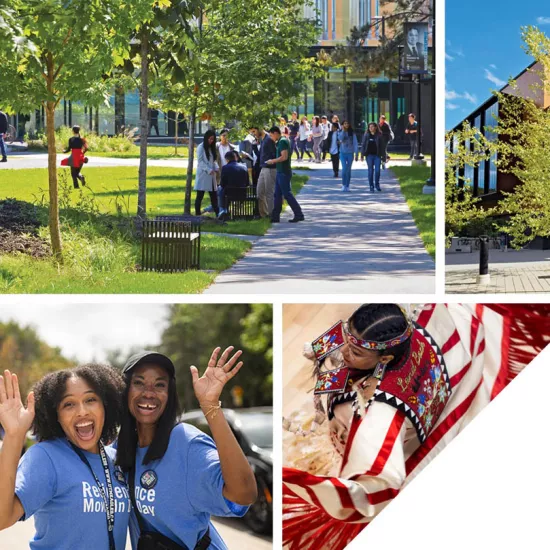 Collage image of students on campus