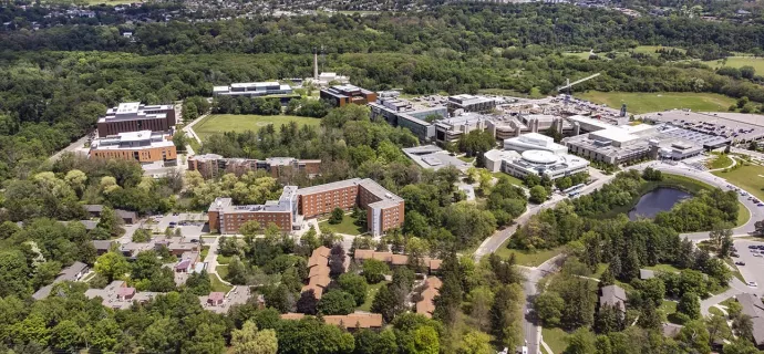 Aerial view of UTM campus in the summer