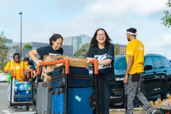 moving luggage on move-in day