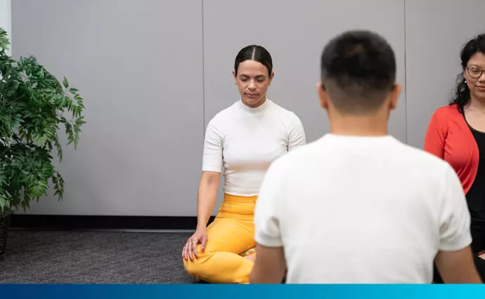 Woman cross legged meditating