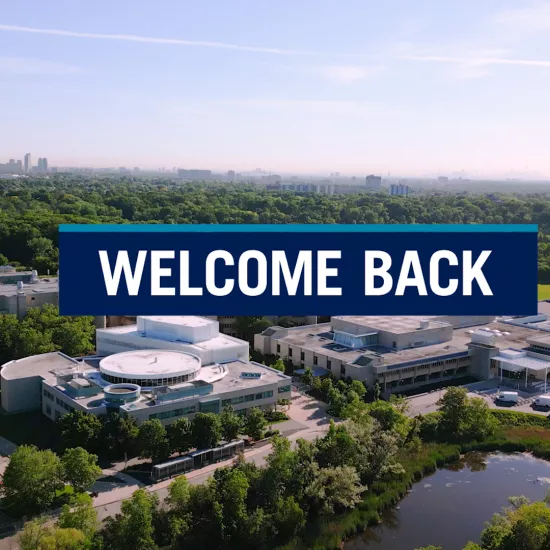 campus scene with the words Welcome Back