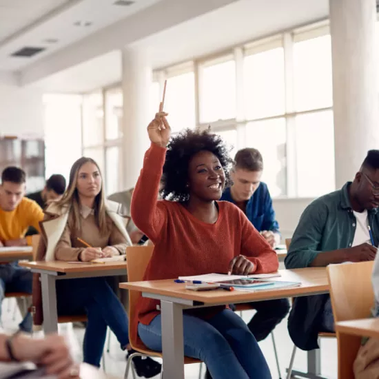 Students studying in a classroom