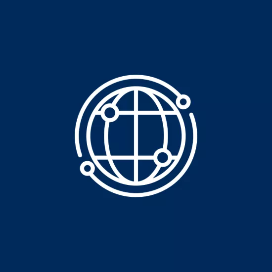 Icon of globe with interconnected dots