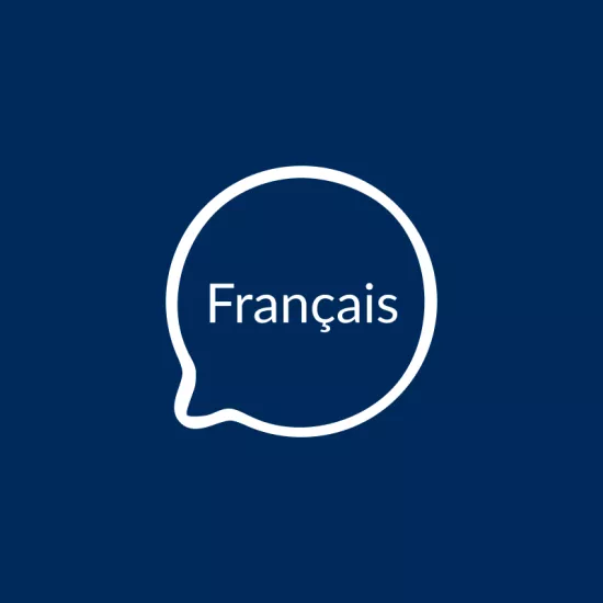 Speech bubble containing French word meaning French